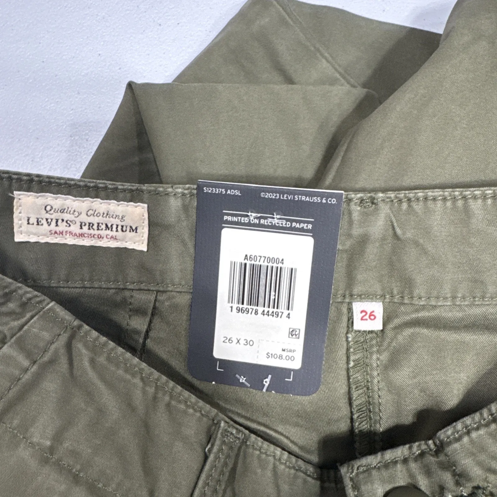 Levi's Baggy Cargo Pants Womens 26 Olive Green Mid Rise Straight Leg Utility - Image 7