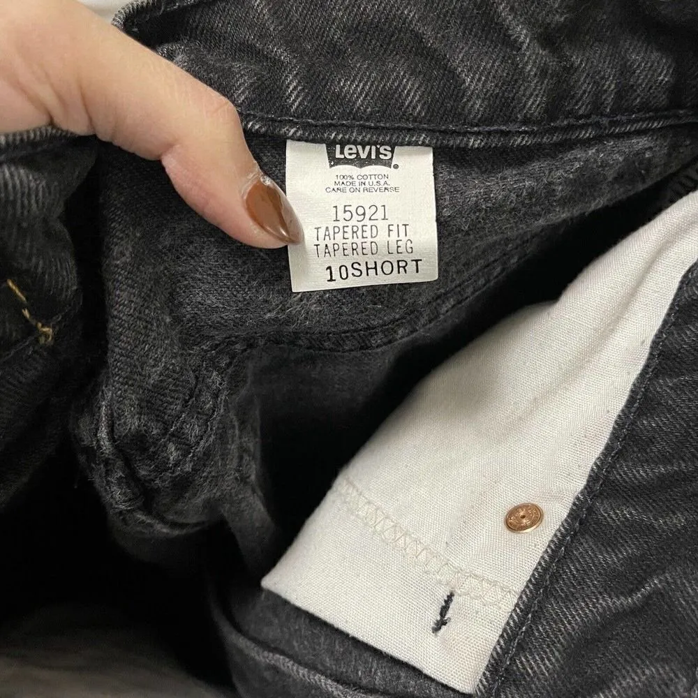 Vintage Levi's Orange tab tapered High waist black jeans 90s SZ 10short 15921 - Image 6