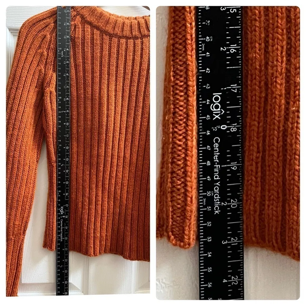 JW Anderson x Uniqlo Wool Blend Cable Knit Cuffed Pullover Sweater Size XXS Orange - Image 7