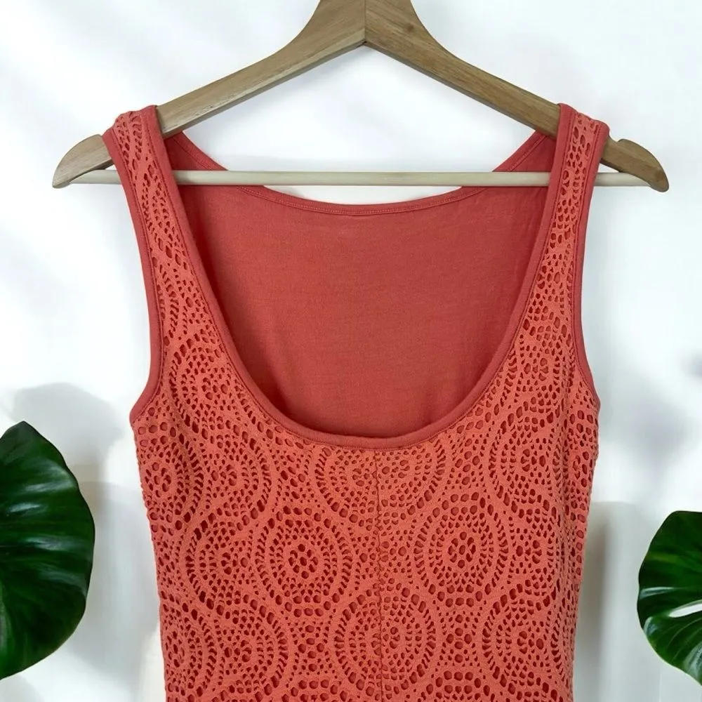 Bebe Vintage Y2K Crochet Bodycon Midi Dress in Coral - Image 6