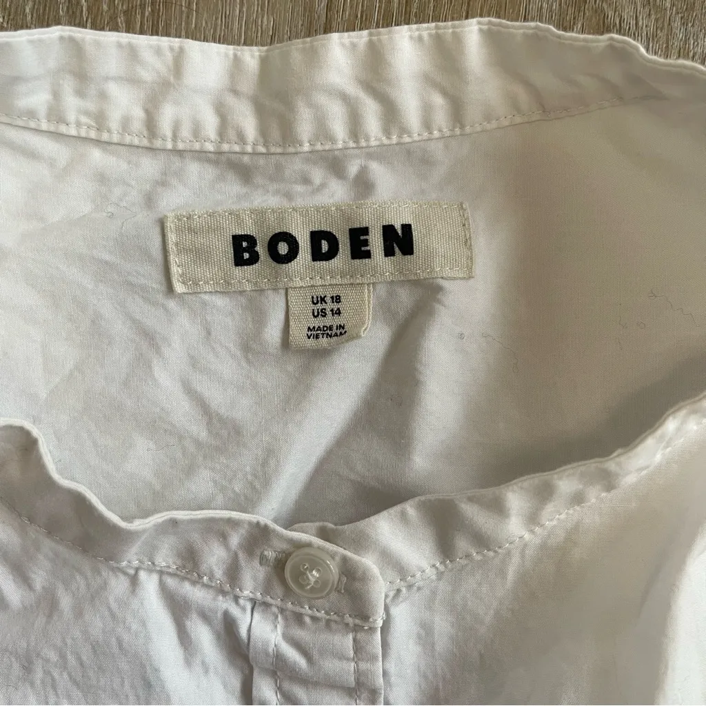 Boden Saskia Poplin Cotton Top White Size 14 - Image 3