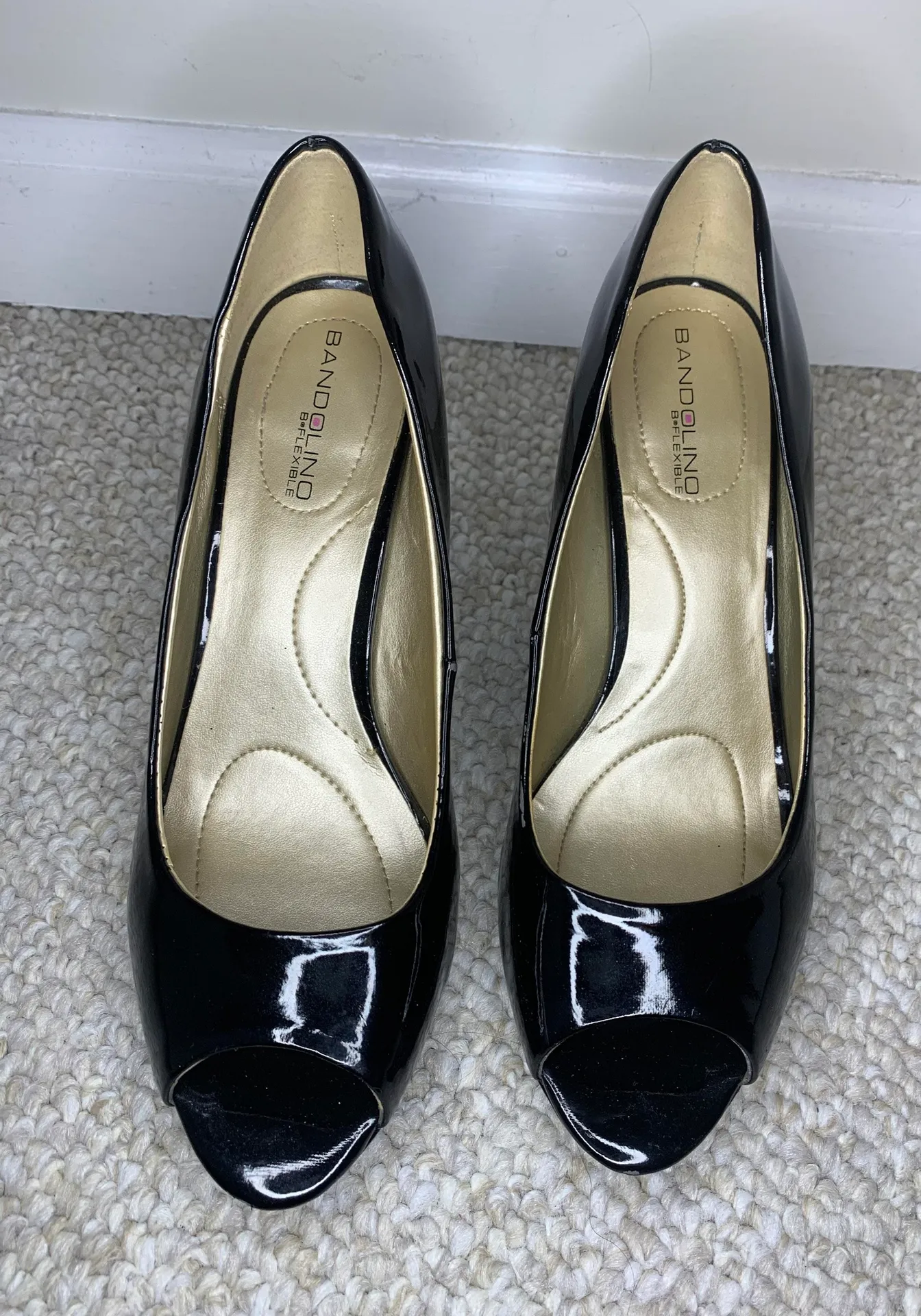 Black Peep Toe Heels Size 7 - Image 5