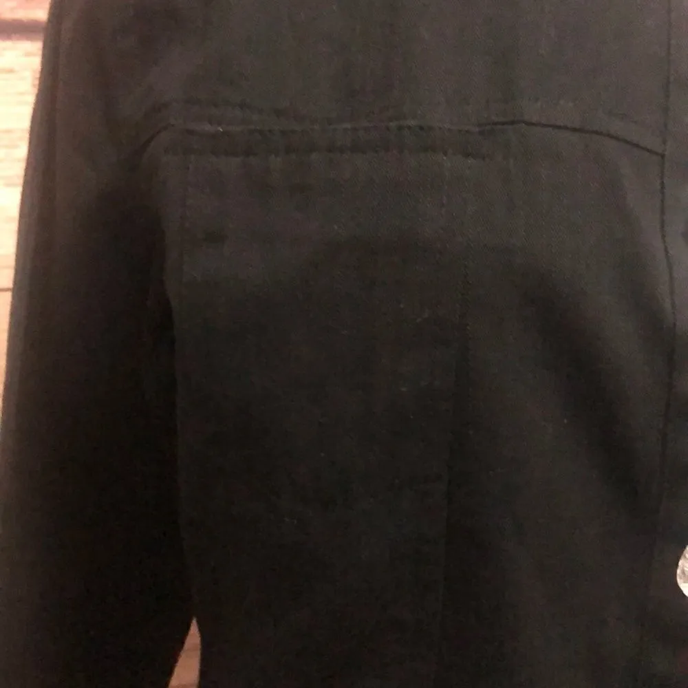 Faux diamond button long sleeve jacket in black - Image 3