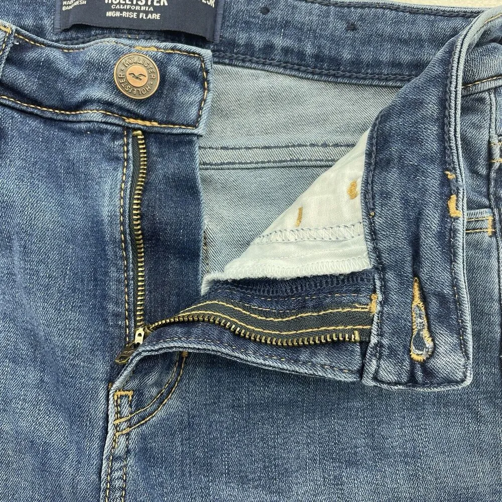 25 0 Flare Jeans High Rise Medium Wash Stretch Women’s Blue Grunge - Image 8