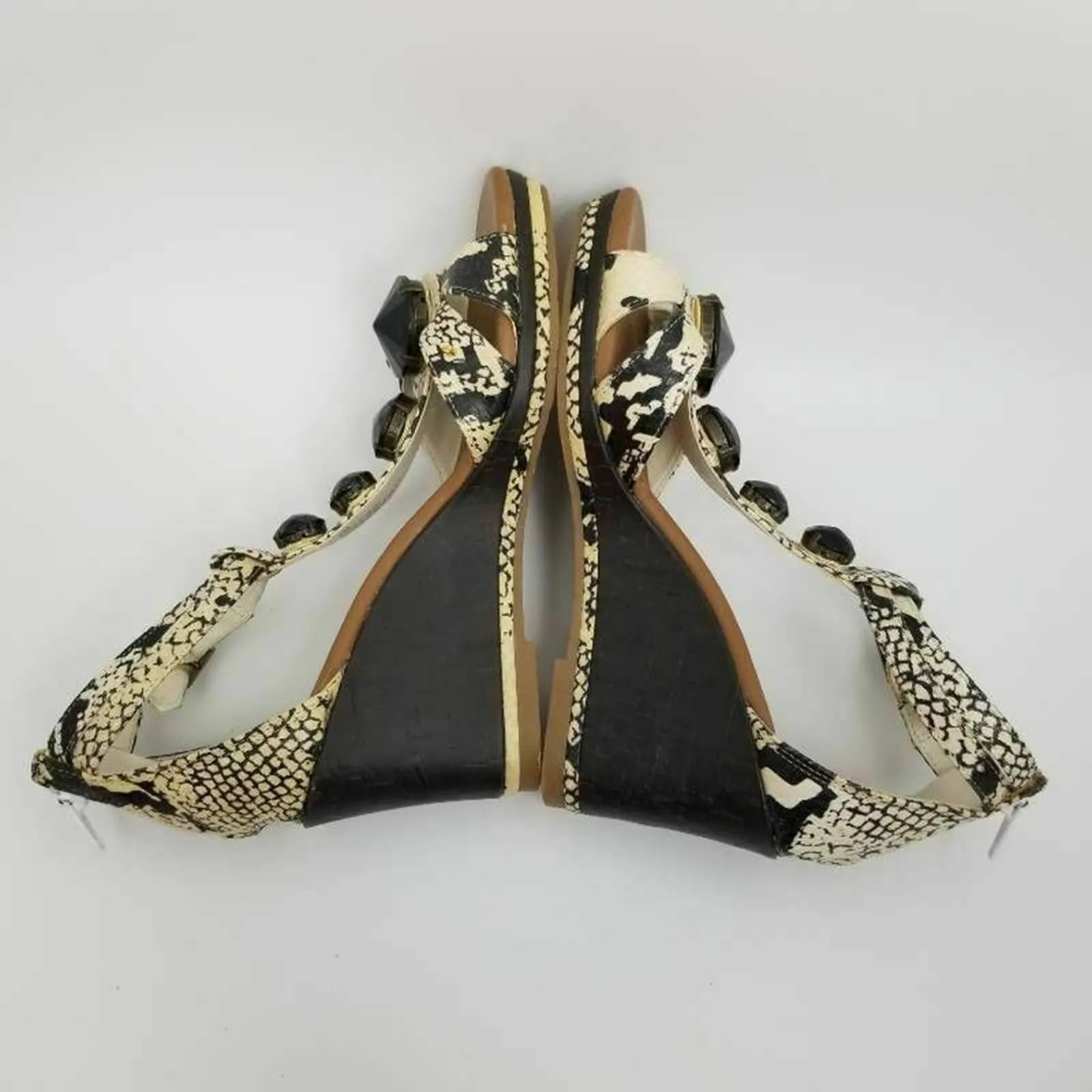 Libby Edelman Womens Platform Wedge Sandals Sz 6 Black - Image 8