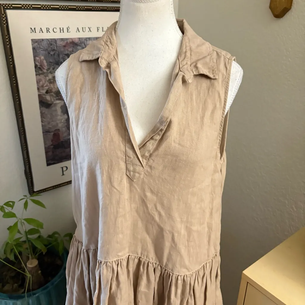 FRANK & EILEEN Daphne Sleeveless Popover Dress Linen In Sand‎ Size Medium - Image 4