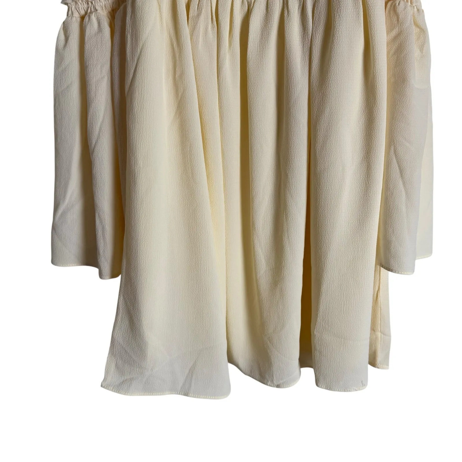 o.p.t Luanne Cream Square Neck Puff Long Sleeve Smocked Mini Dress Size XS - Image 6