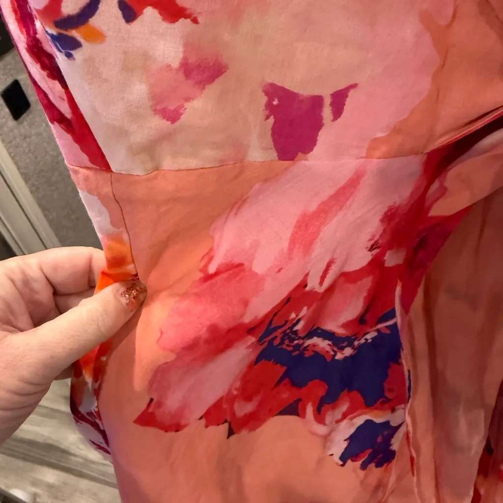 Calvin Klein Pink and Red Floral Midi Dress size 10 - Image 3