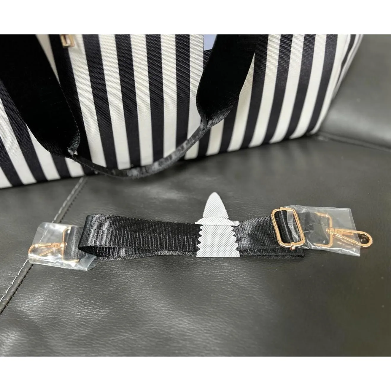 Alice + Olivia Striped Duffel Bag by Stacey Bendet Black - Image 8