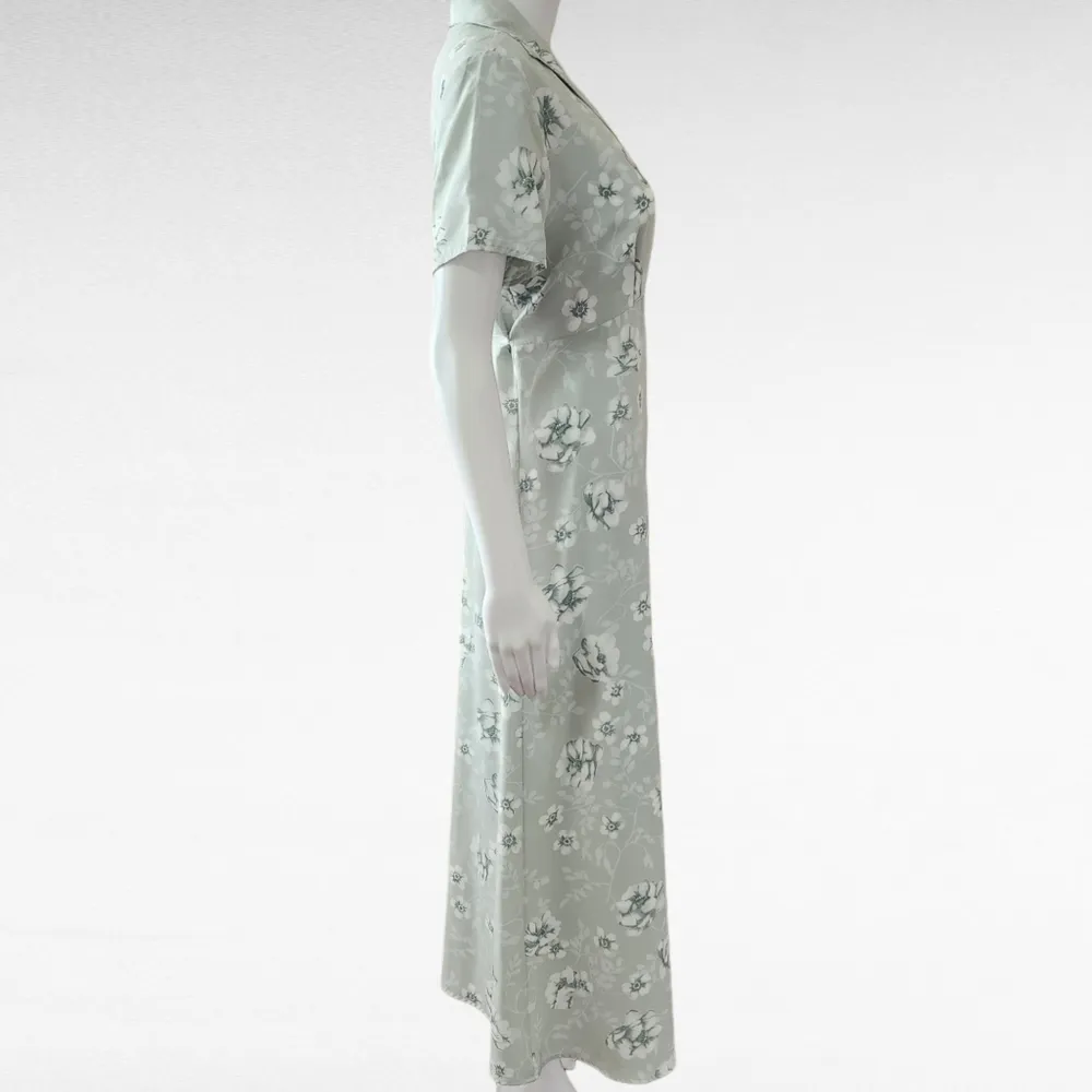 NY & CO Mint Short Sleeve Floral Tie Back Shirt Dress Size 10 - Image 3