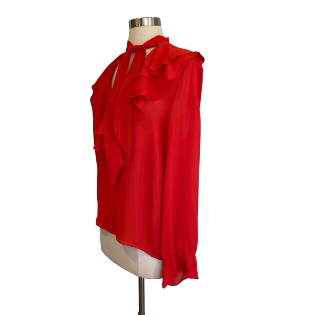 Aritzia Little Moon Gazania Ruffle Blouse In Red Size Small - Image 6