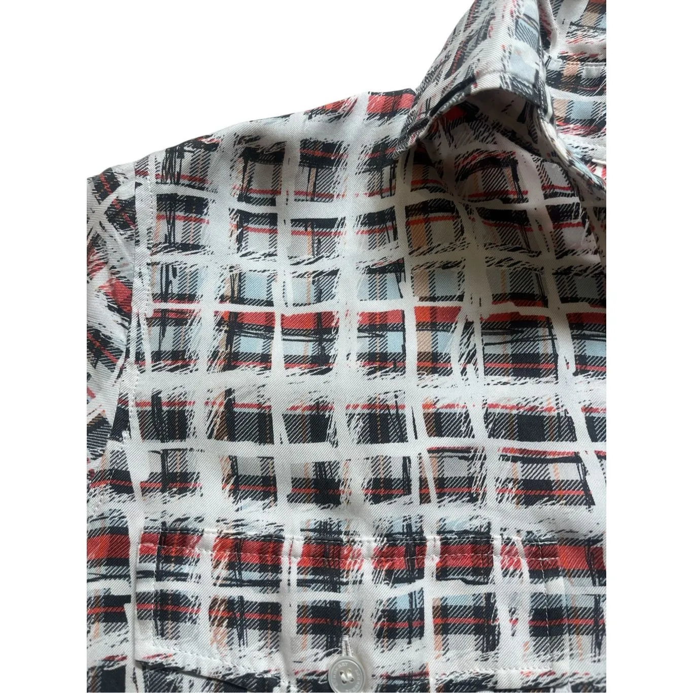 Burberry 109% silk blouse scribble check print sz 2 - Image 5