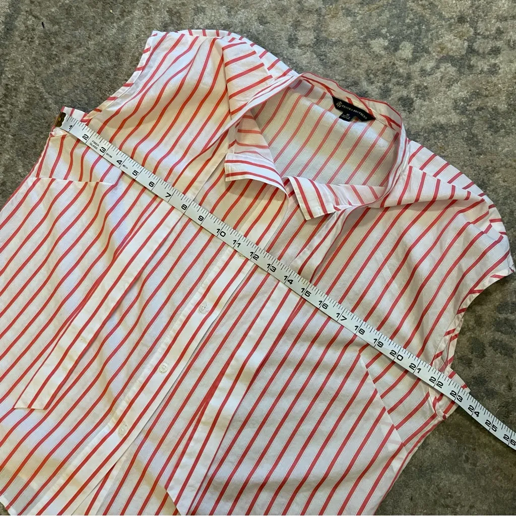 Brooks Brothers Red and White Striped Cotton Blouse Top 16 - Image 6