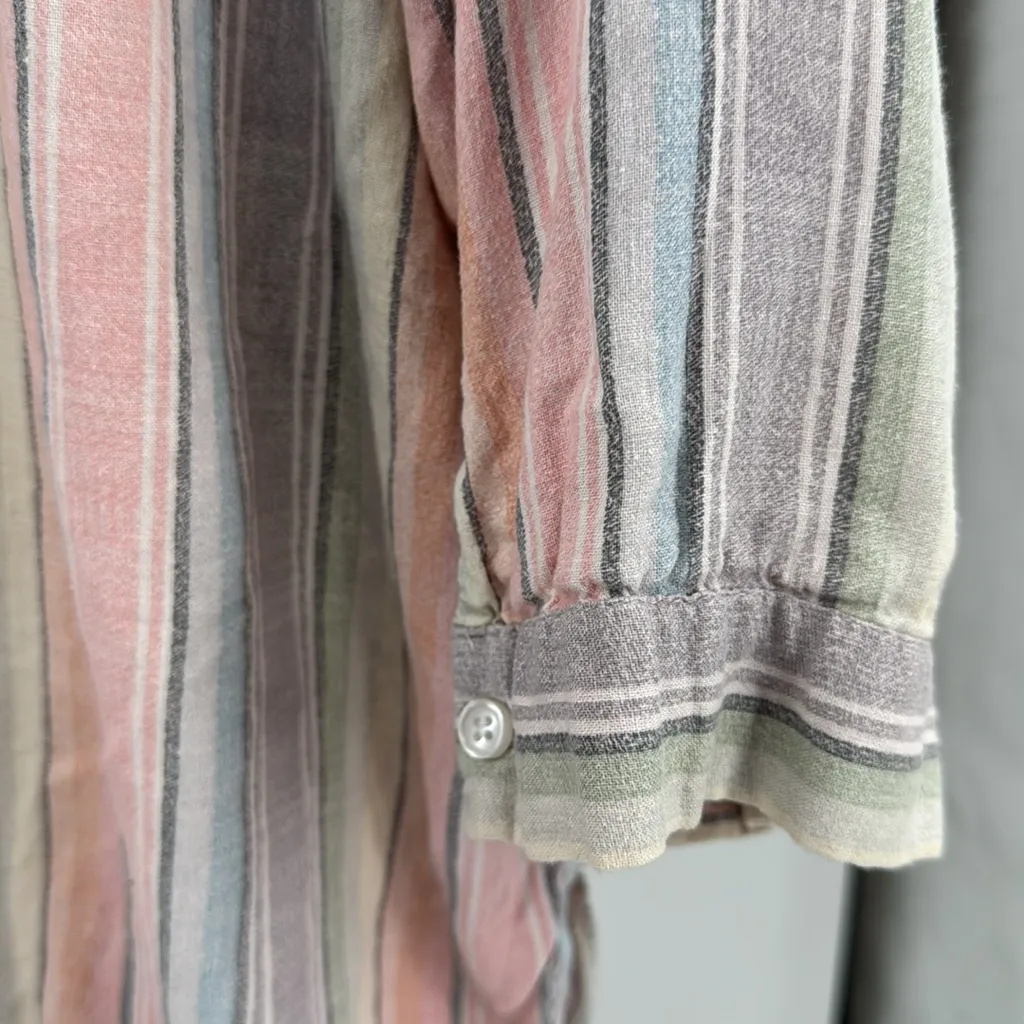 Tahari Multicolor Striped linen blend popover pastel rainbow 2X 3/4 sleeve - Image 5