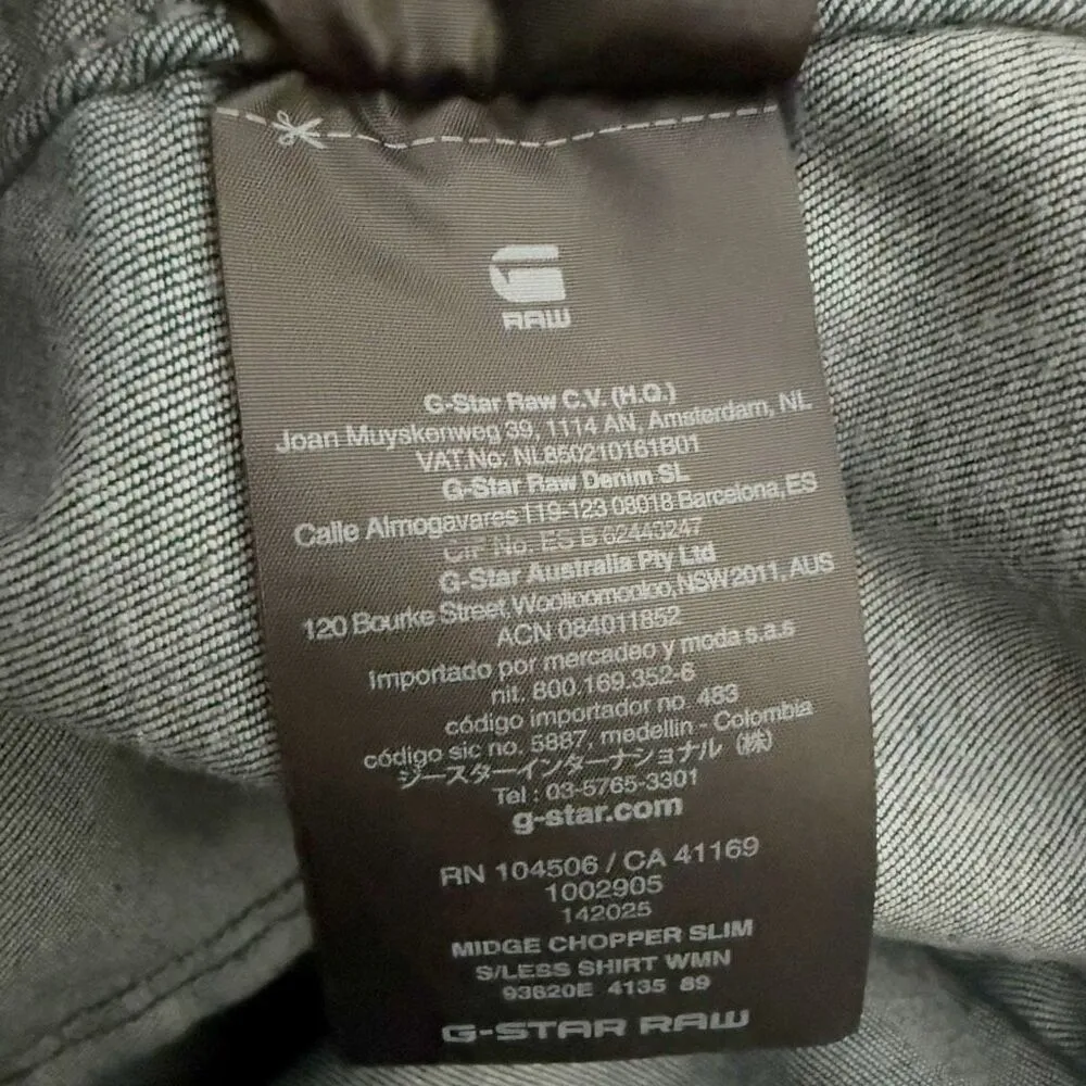 G-STAR RAW | Midge Chopper Slim Fit Tailored Denim Sleeveless Shirt Blue | Small - Image 8