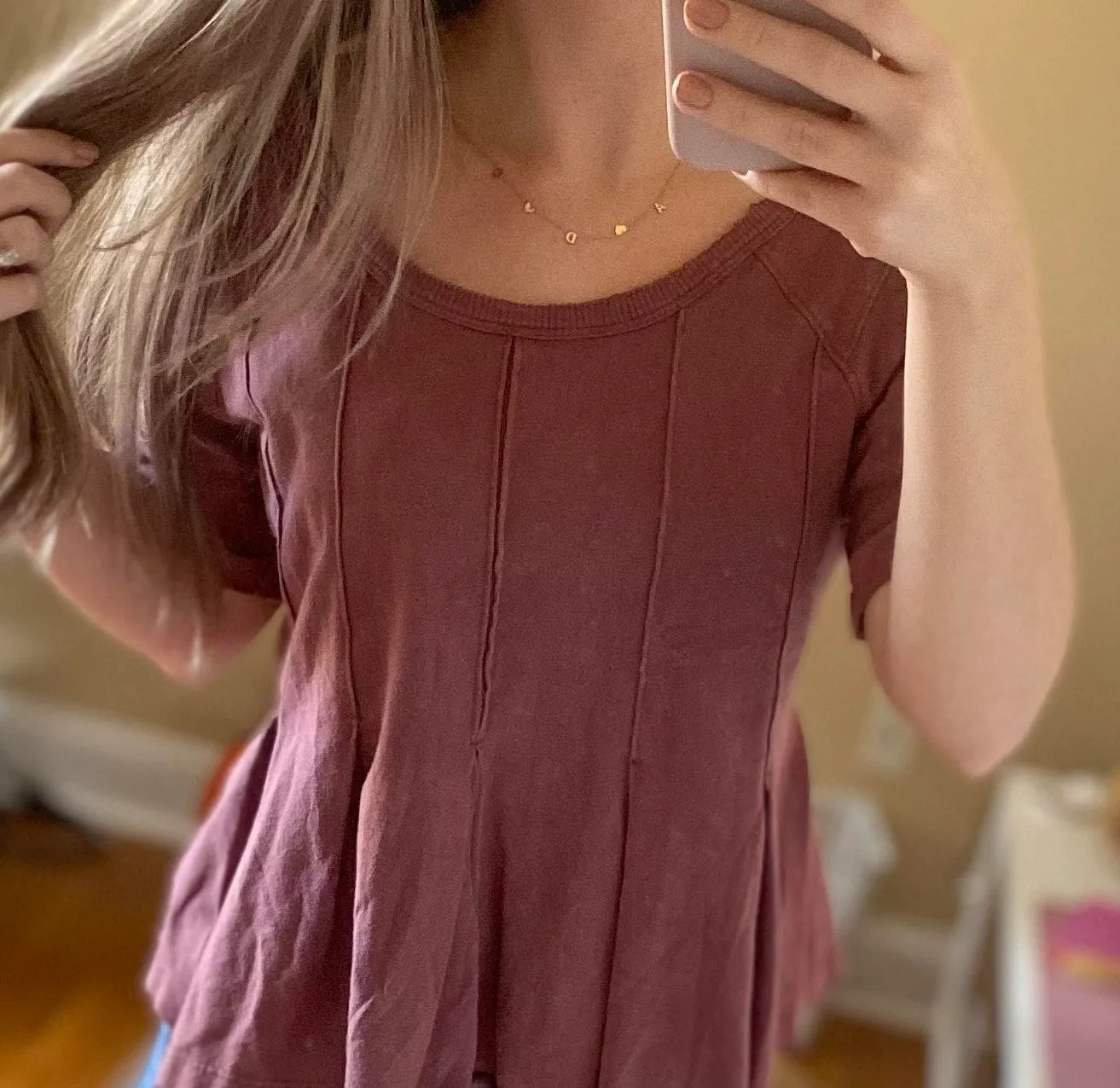 Free People Mauve Distressed Top - Image 4