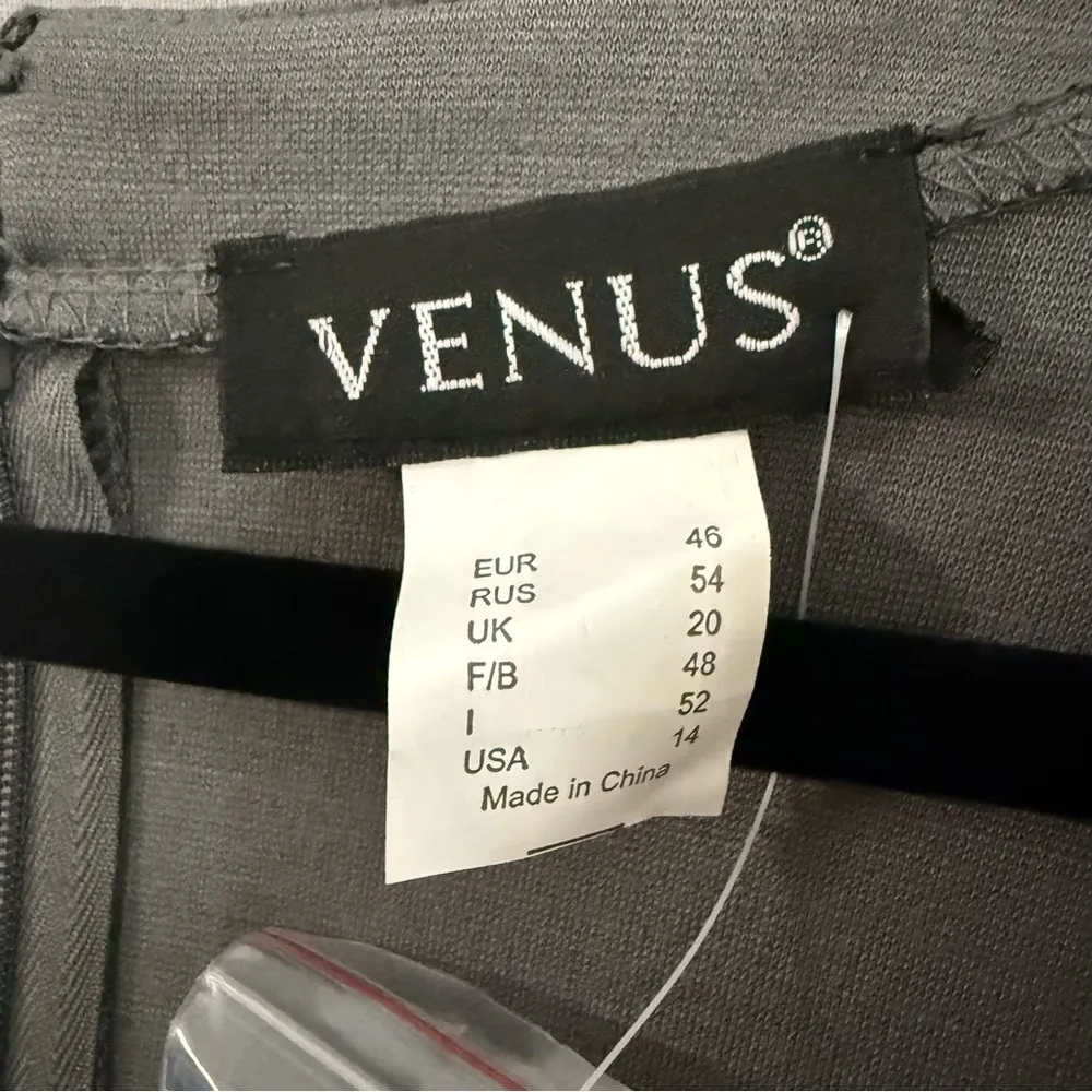 Venus Women’s Charcoal Gray Long Sleeve Jeweled Emblished Cocktail Dress Size 14 - Image 4