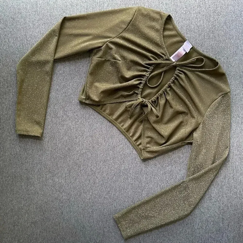 Savage X Fenty Sleep & Shine Long Sleeve Crop Large Green - Image 2