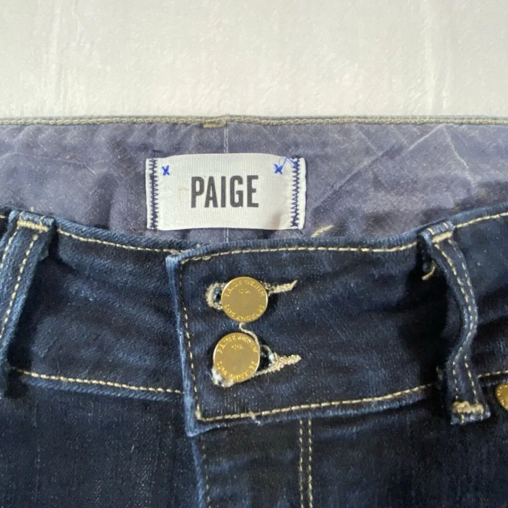 Paige Jeans‎ Hidden Hills Women's  30x29.5 Mid Rise Dark Wash Flared Slimming - Image 3