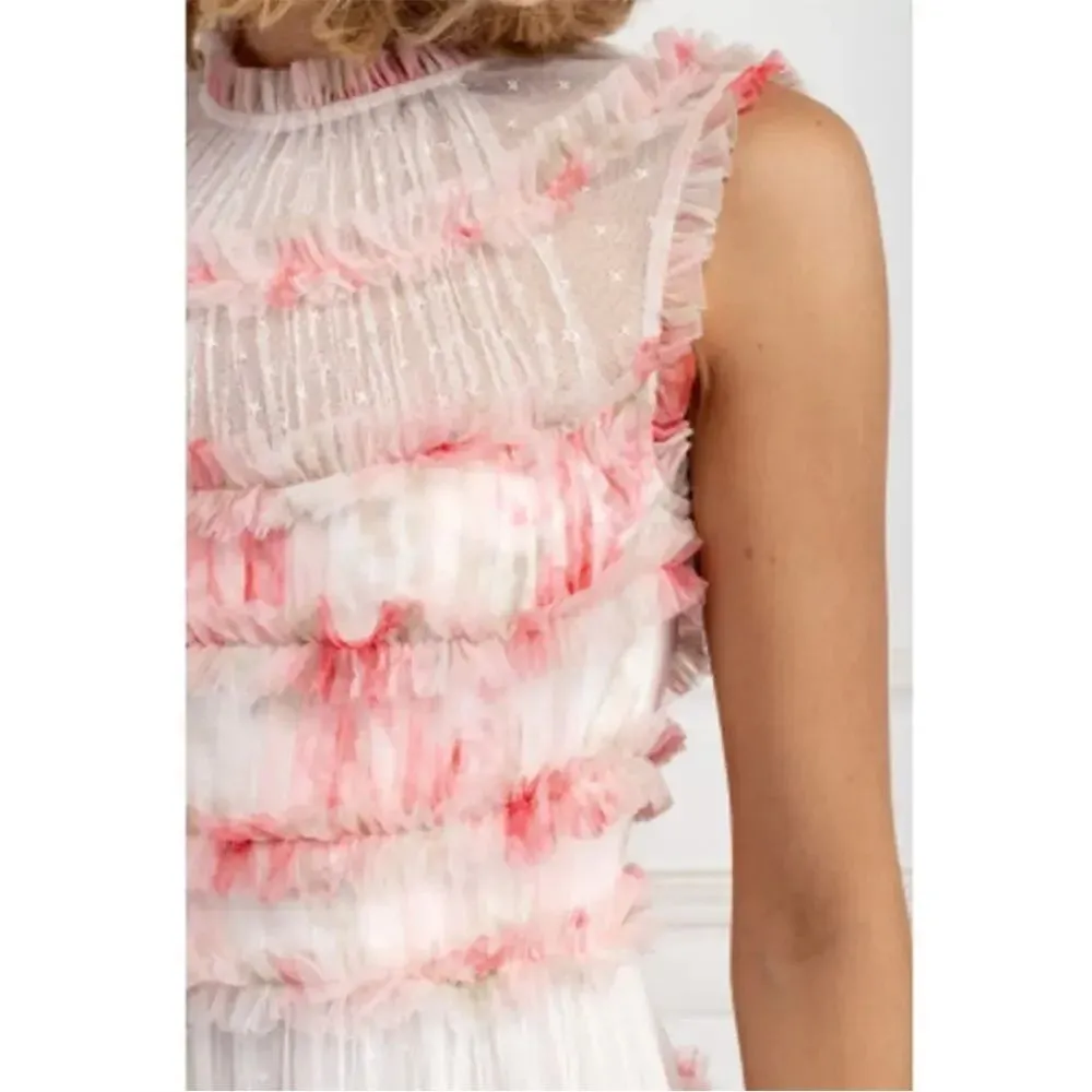 Needle and Thread Memory Rose Sleeveless Tulle Mini Dress Pink White Size 6 - Image 5