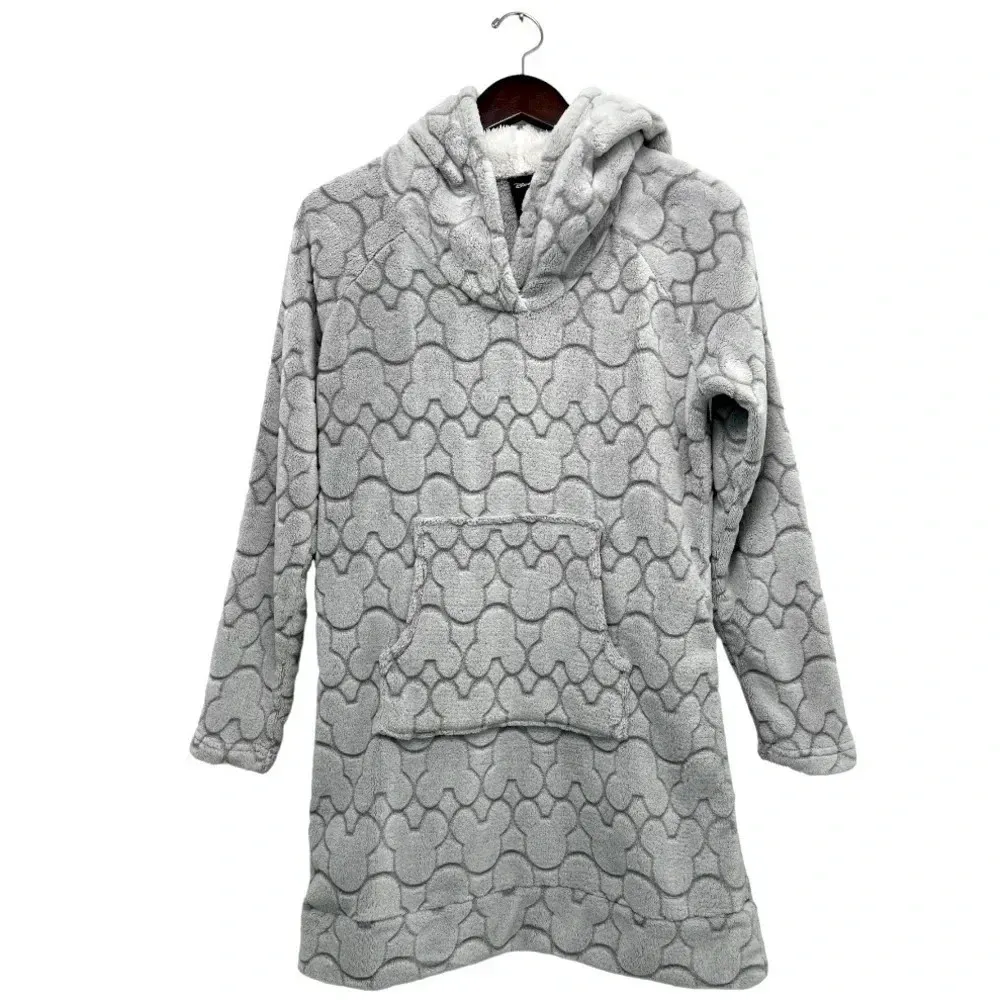 Disney Mickey Mouse Fleece Lounge Fleece Hoodie Dress Lounge Blanket Grey Size M - Image 5
