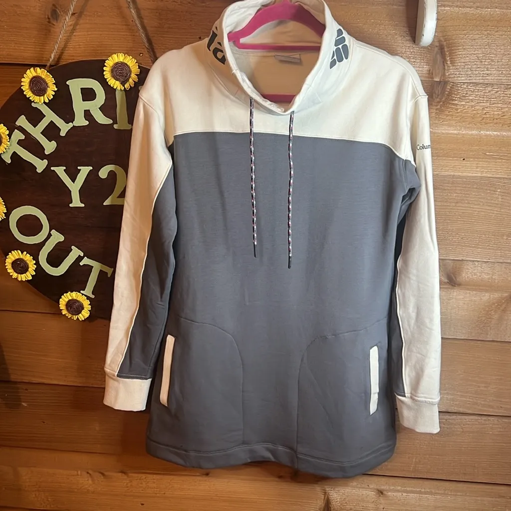 Columbia Lodge Hoodie Tunic Dress Pocket Drawstring Hike Casual Oversize Fleece - Image 3