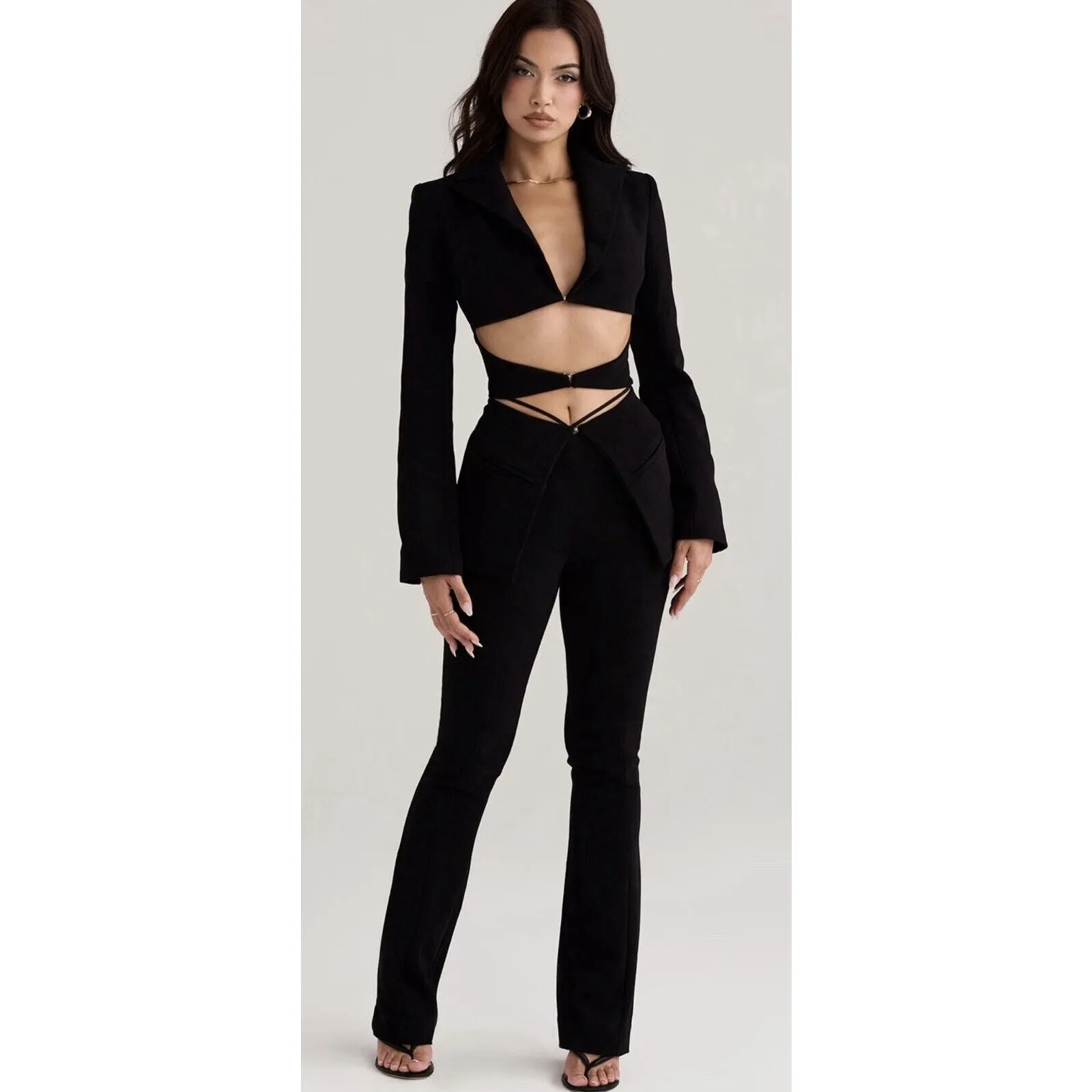 HOUSE OF CB 'Layla' Black V-Front Trousers NWOT Size Small $135.00 MSRP - Image 2