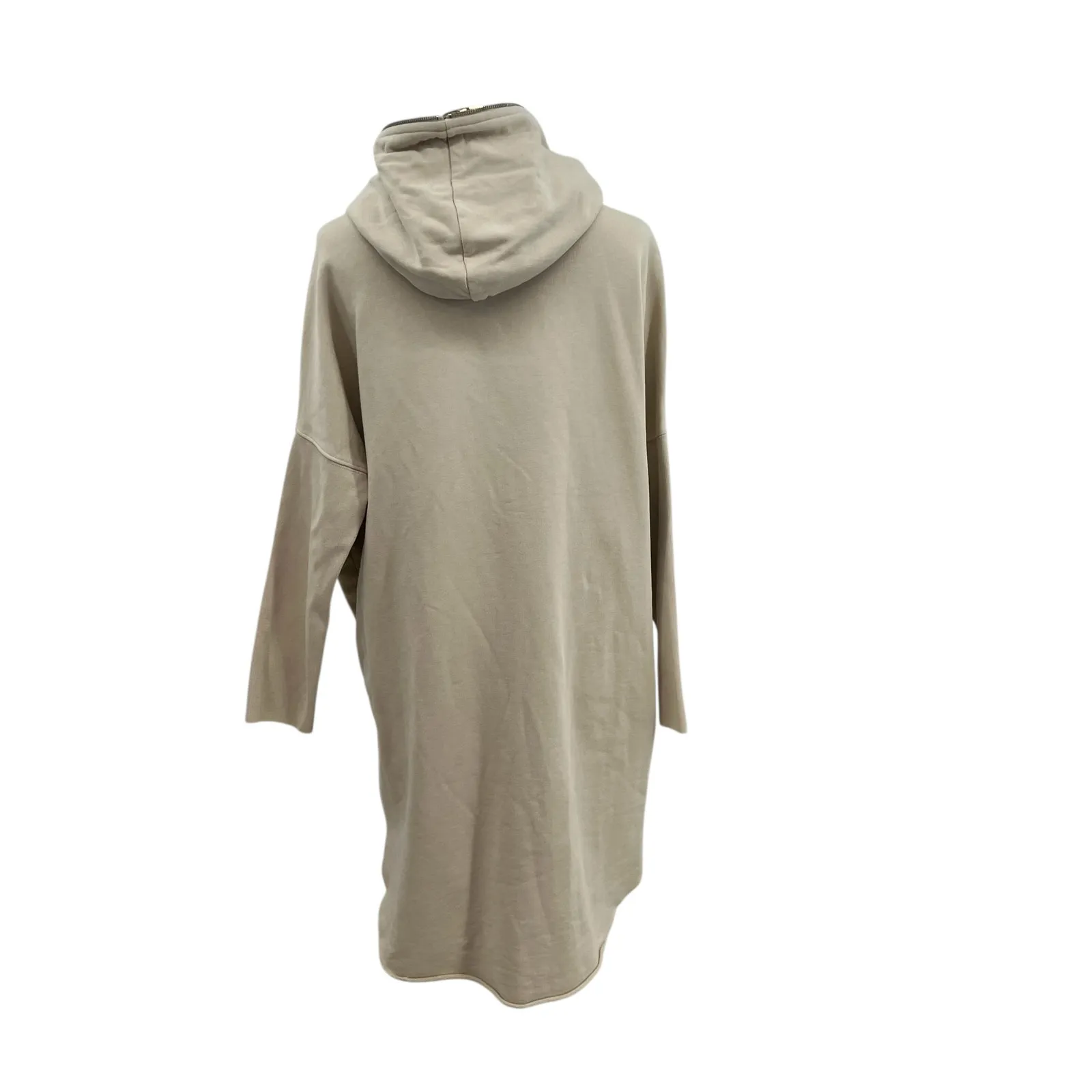 AllSaints Xonda Hoodie Dress Sweatshirt Zip 1/4 Zip Beige Cream Size Small - Image 10