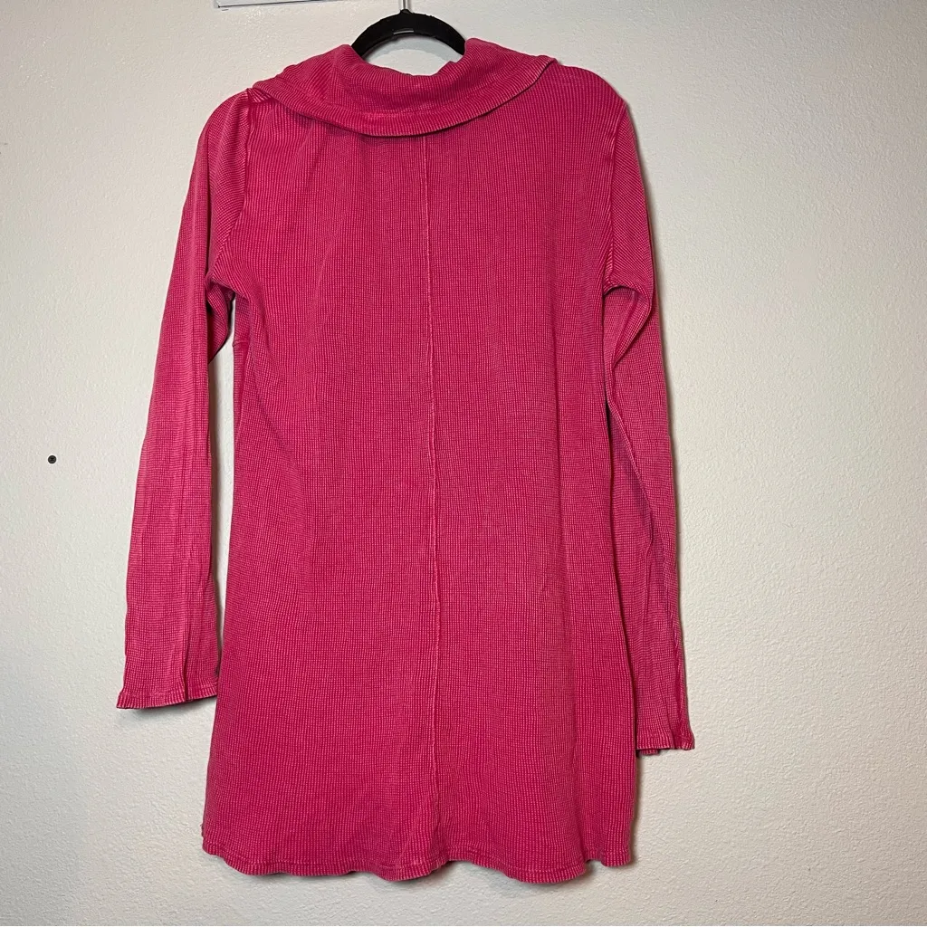 Soft Surroundings Waffle Knit Tunic Top 1/4 Zip Raspberry Pink Size Medium - Image 4
