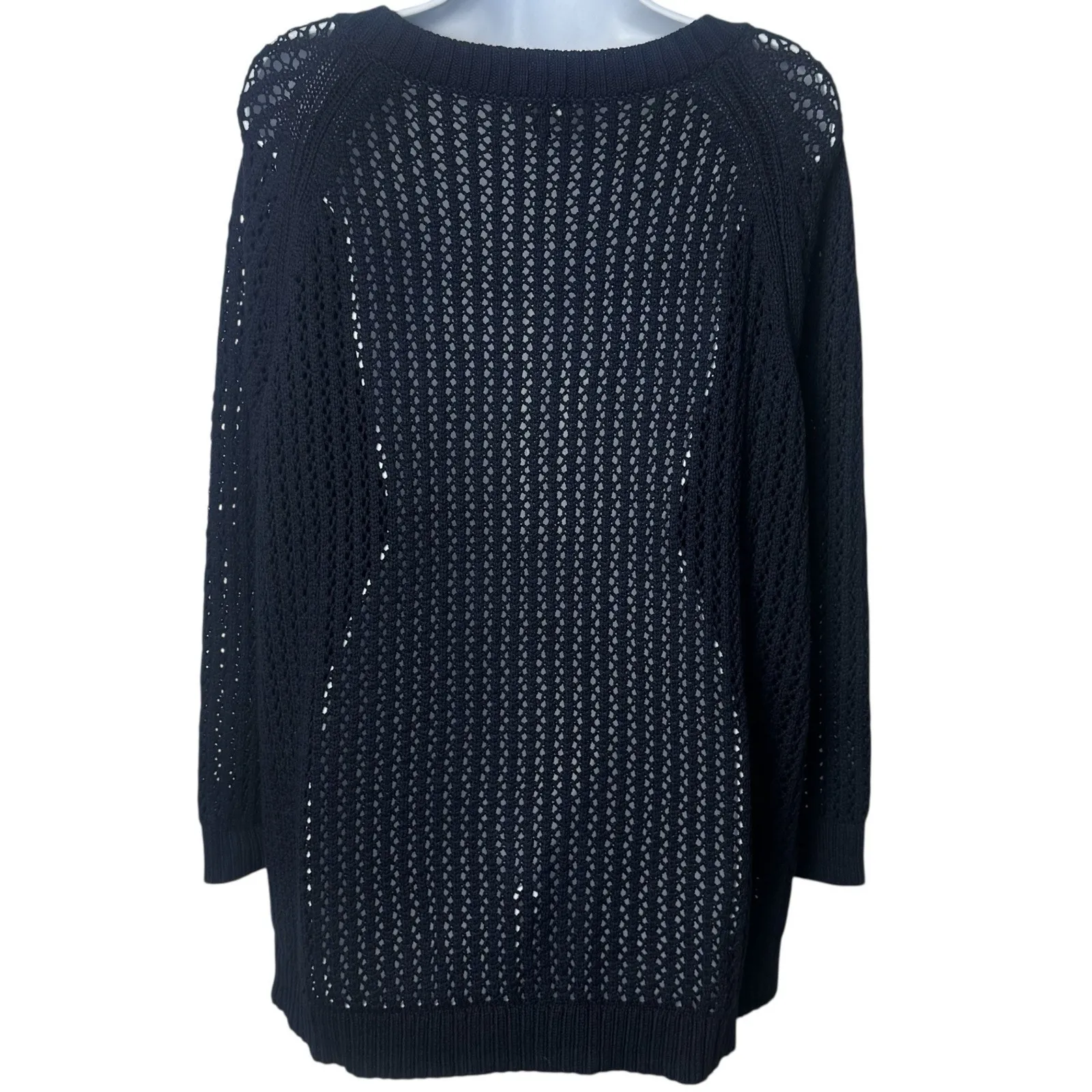 Talbots Navy Open Stitch Sweater Crew Neck Comfort Capsule Coastal Chic 2XP - Image 5