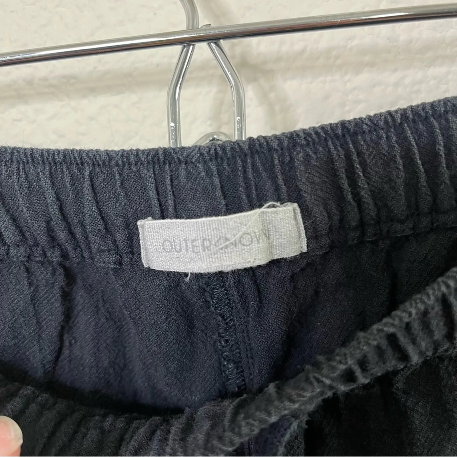 Outerknown Sol Beach Organic Cotton Relaxed Tapered Pants Black Womens Size S - Image 3