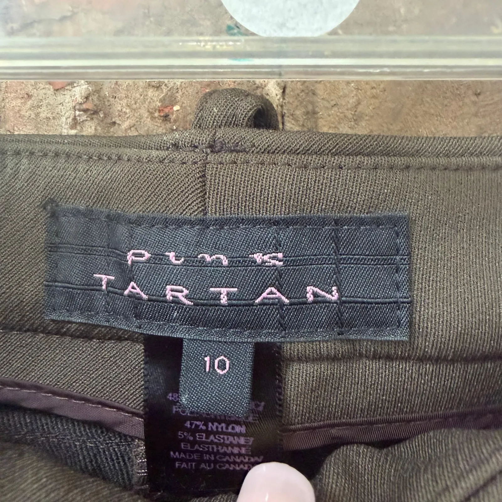 Pink Tartan Brown Stretch Trousers Pants Womens Size 10 Straight Career Casual - Image 5