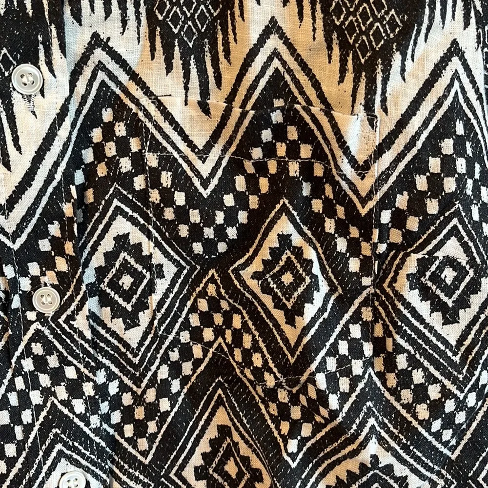 J.Crew ‘Boy’ Southwestern Print 100% Linen Long Sleeve Button Down NWT - Image 3