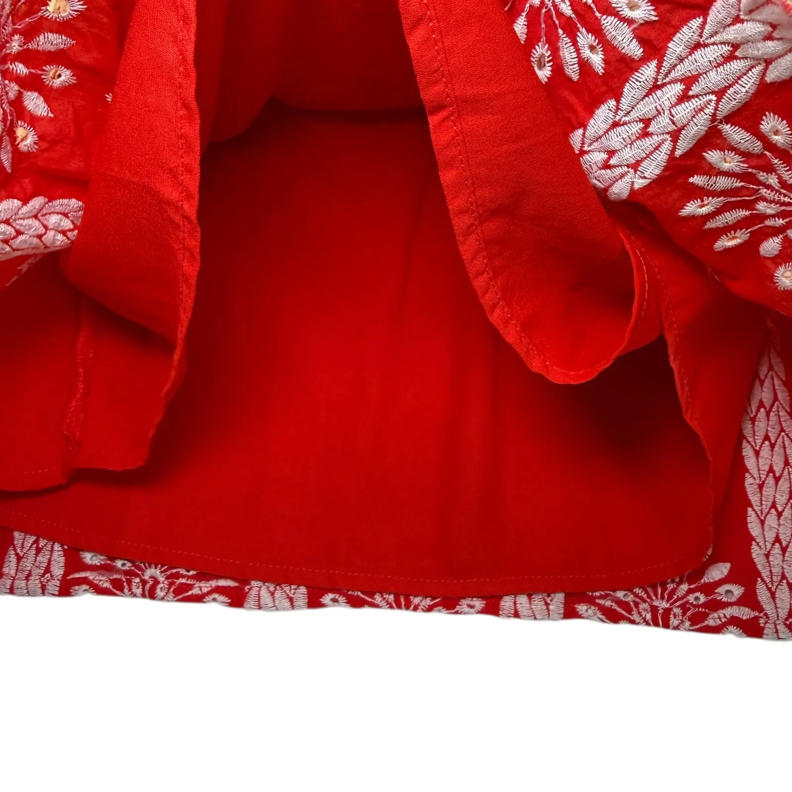 Skies Are Blue Embroidered Eyelet Flutter Sleeve Peplum Feminine Brunch Boho S - Image 6