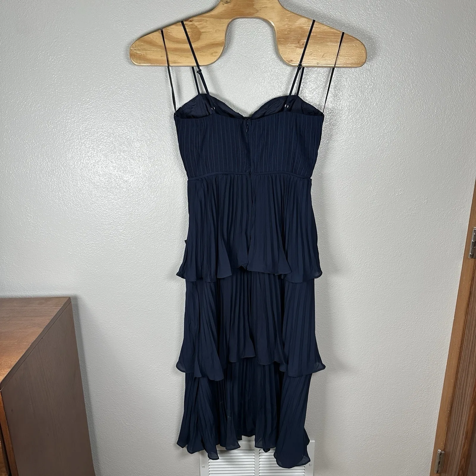 NEW Lulus Cascading Crush Tiered Bustier Midi Dress Navy Blue Size Medium Formal - Image 4