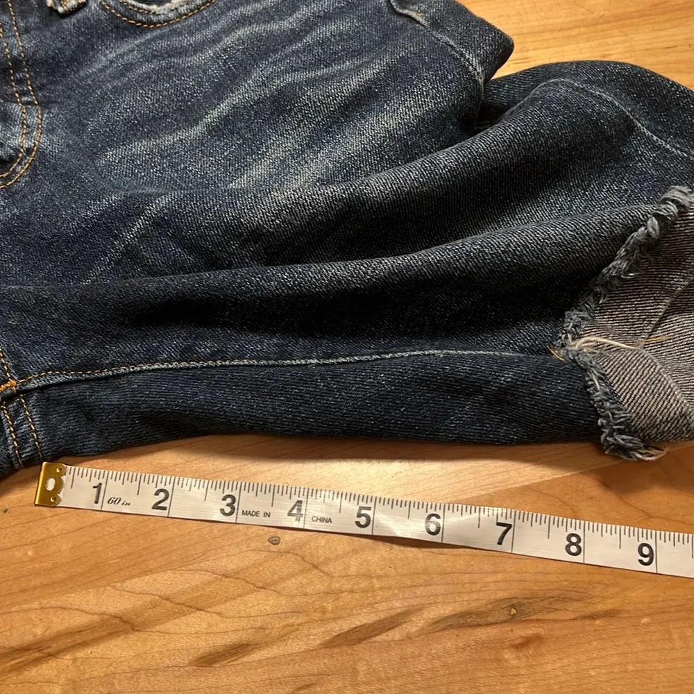 Abercrombie & Fitch Dark Wash Button Up Skinny Bermuda Jean Shorts - Image 9