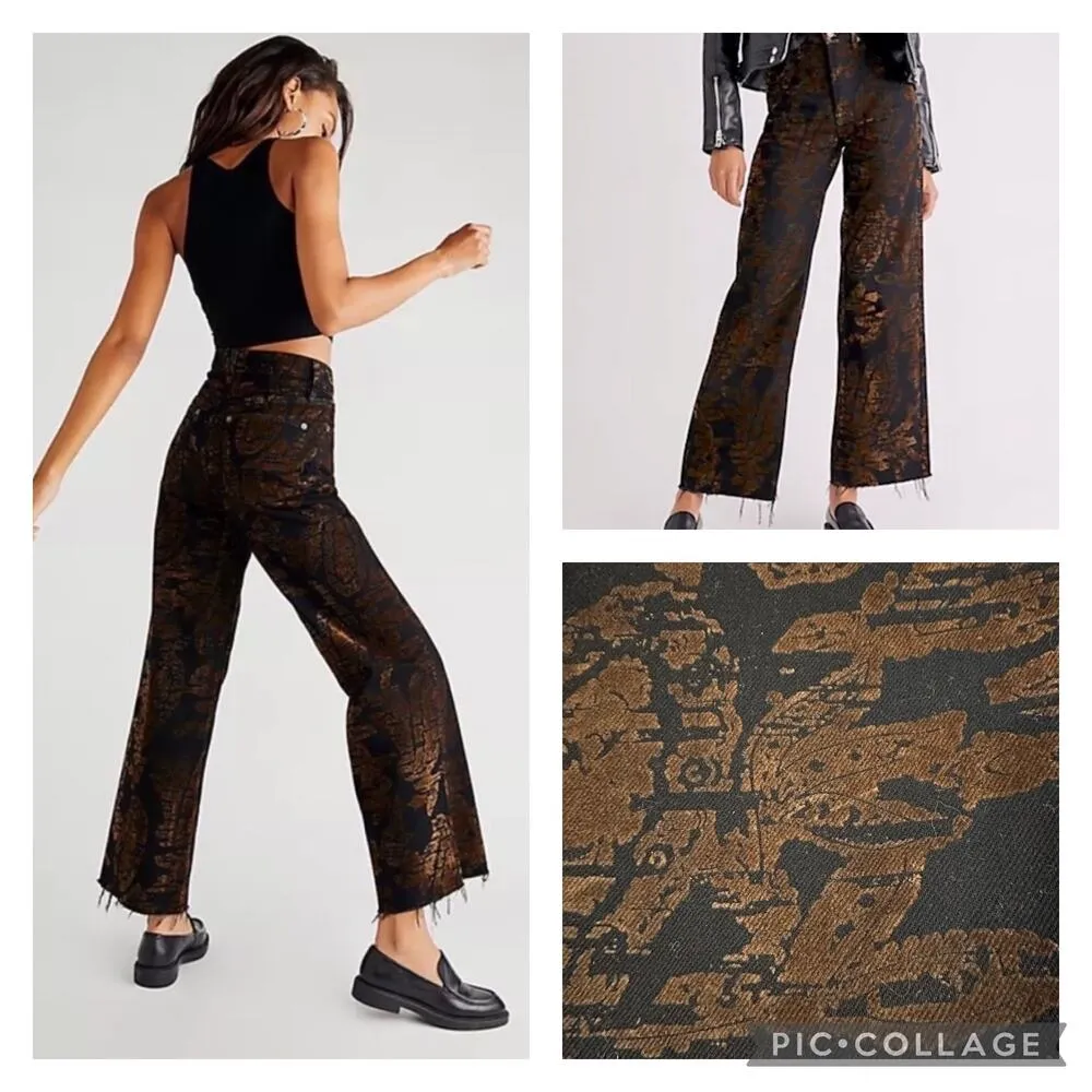 NEW Free People Annabelle Flocked Velvet  Burnout Detail Jeans Size 28 - Image 7