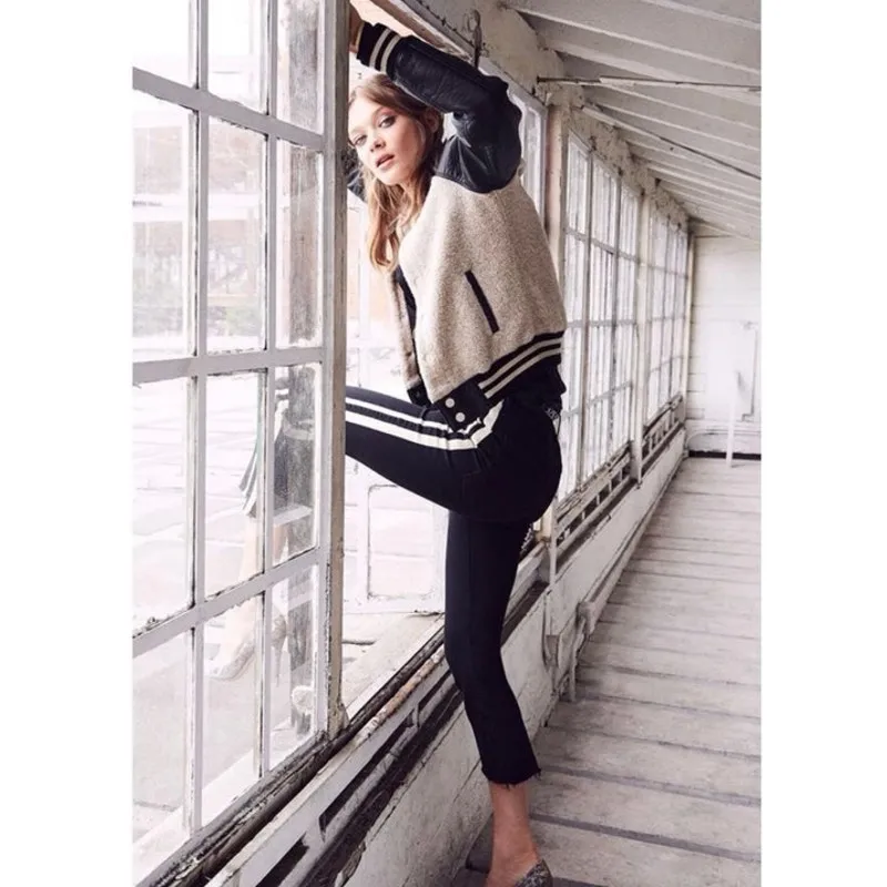 MOTHER Insider Crop Step Fray Jean in Guilty Racer Stripe Sz 27 Black - Image 11