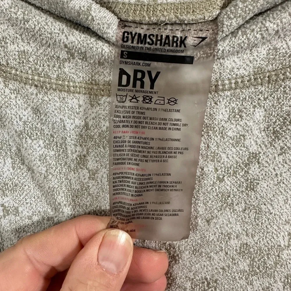 Gym Shark Fleur‎ Textured Washed Khaki Full Length Legging Size Small - Image 4