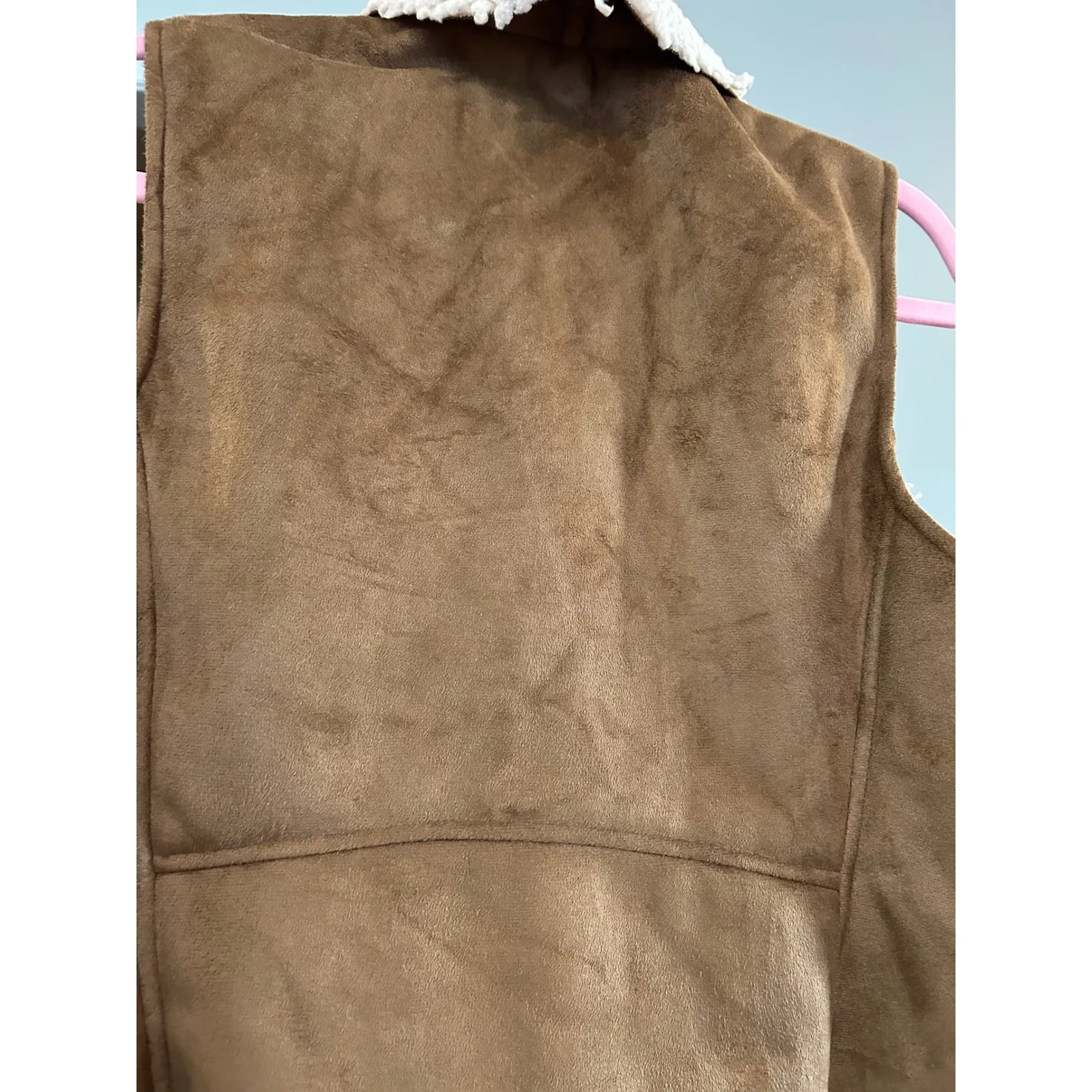 The Limited‎ Faux Suede Sherpa Vest Open Front Sleeveless Tan M/L - Image 6