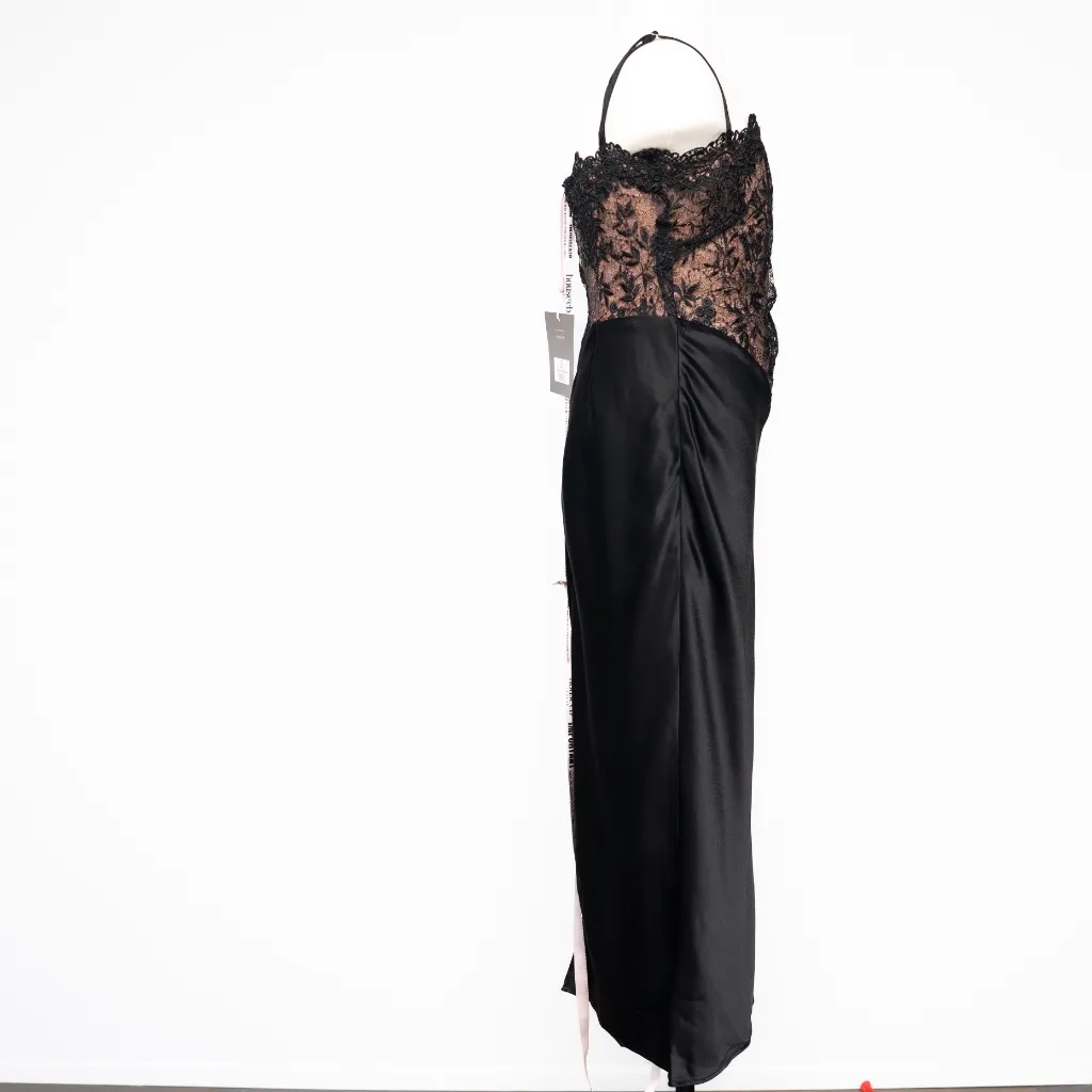 House of CB. Nikita - Black Satin and Lace Corset Dress. - Image 5