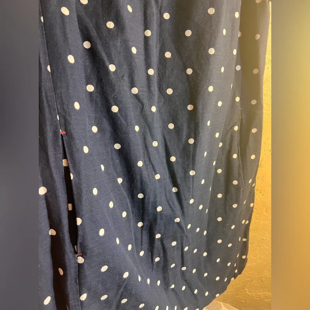 Joules Navy and White Polka Dot dress w pockets Cotton summer beach casual Blue Size 10 - Image 3