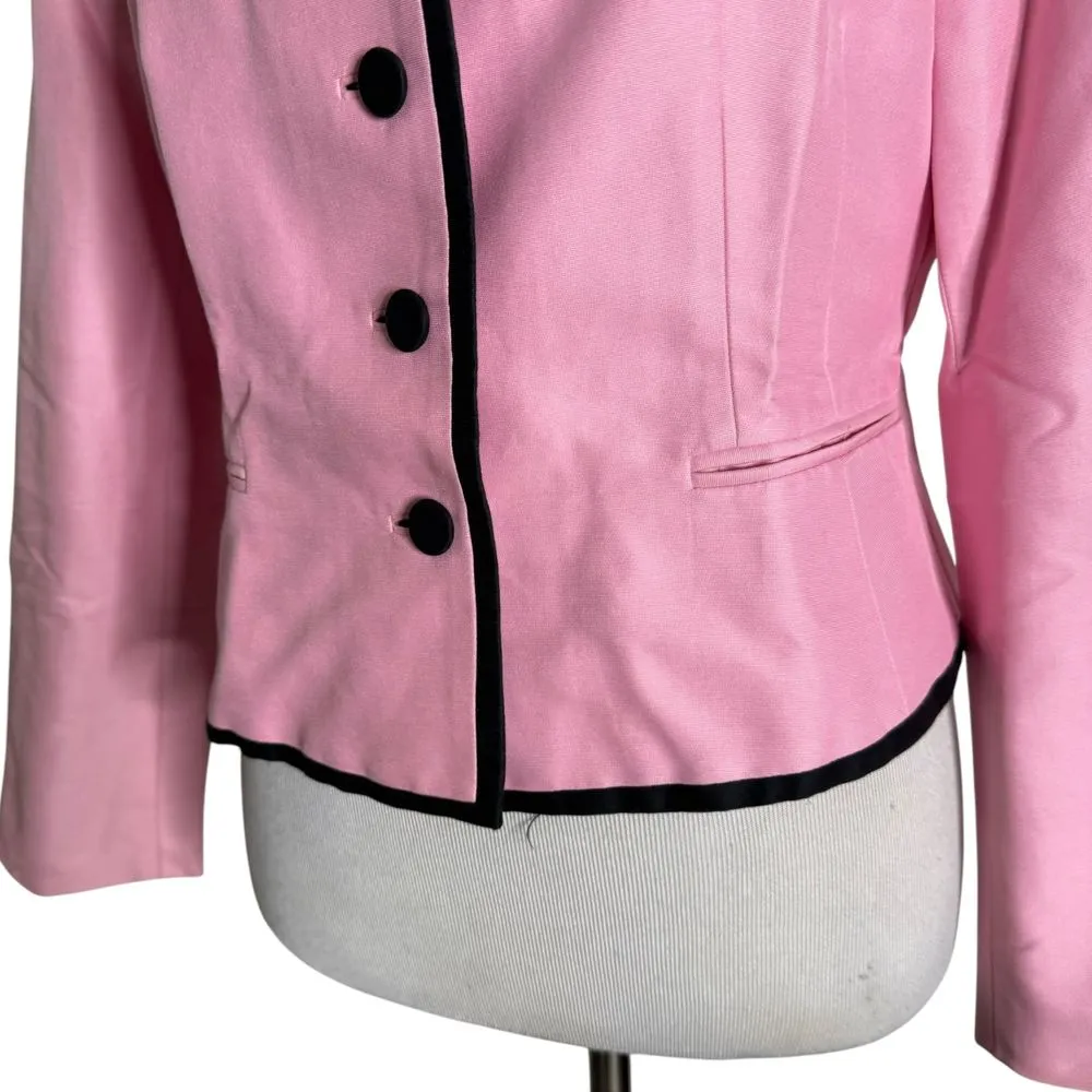Carlisle Pink Blazer Mandarin Collar Suit‎ Jacket Women Size 10 Peplum Statement - Image 6