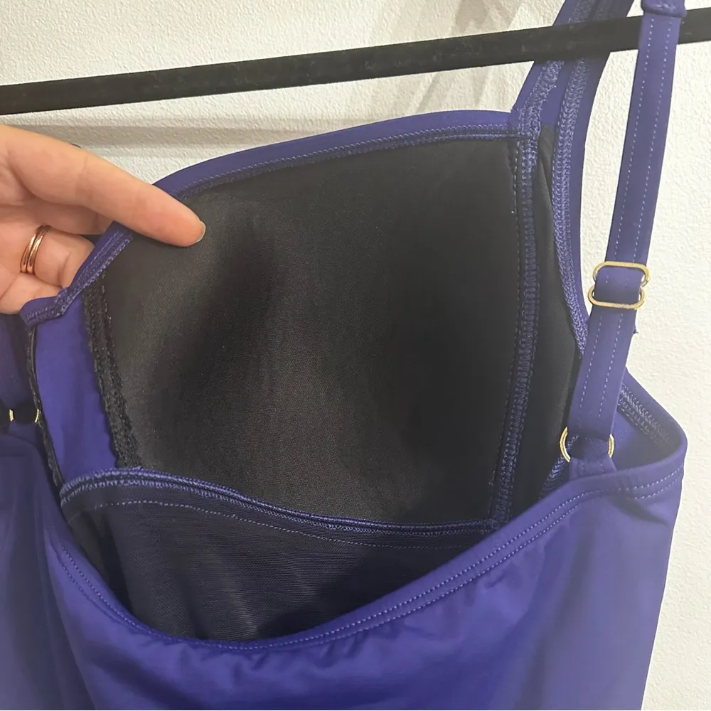 La Blanca Blue Ruched Sweetheart Neck Island Goddess One Piece Swimsuit Sz 16W - Image 7