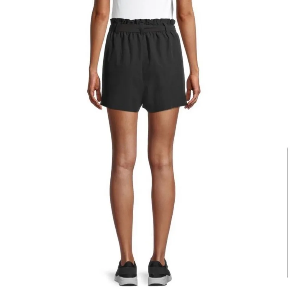 Womens Apana Black Lightweight Athletic PaperBag Tie Waist Style Shorts - Sz M - Image 2