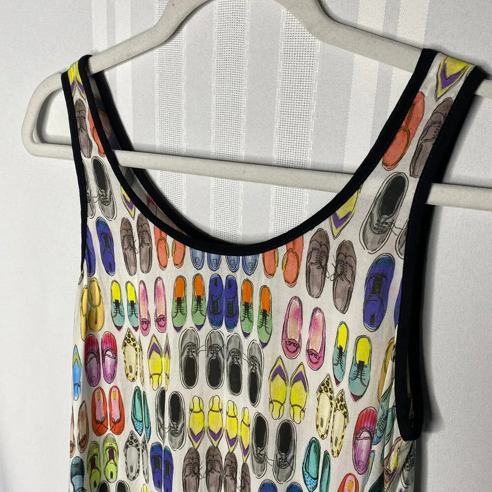Karen Kane Shoe Novelty Handkerchief Scoop Neck Sleeveless Tank Top XS White - Image 3