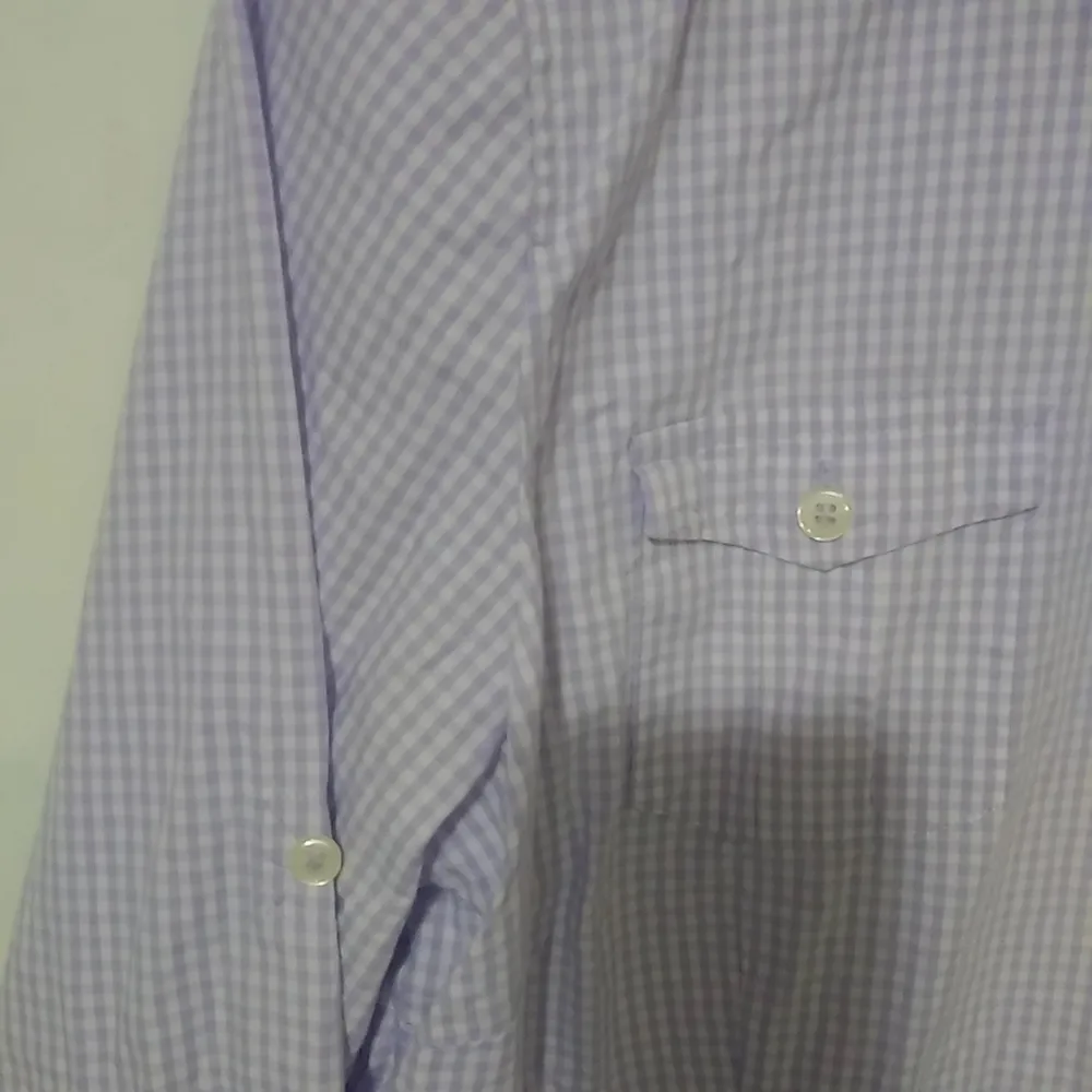 Van Heusen  L Lavender Checked Oxford Top - Image 5