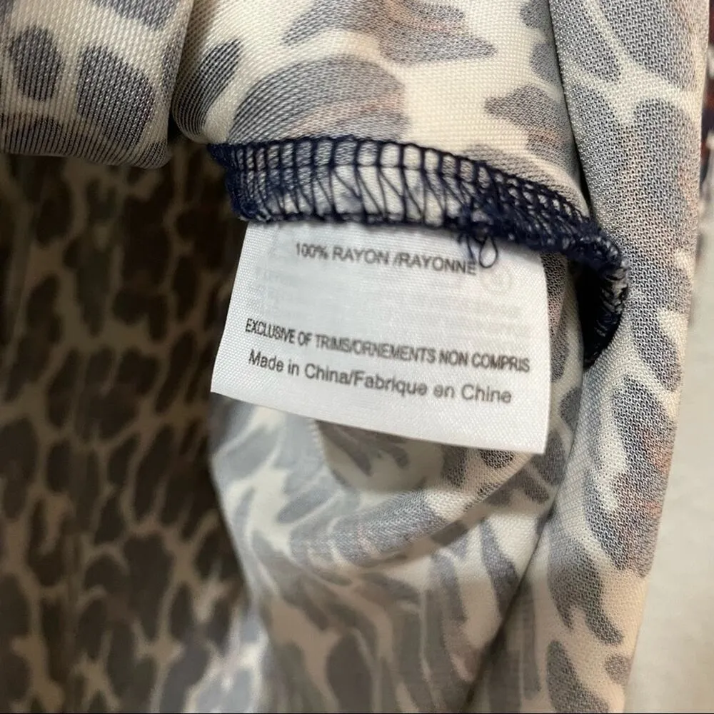 Tory Burch Ruched Leopard Print Bodycon Mini Dress Long Sleeve Womens L Animal - Image 5