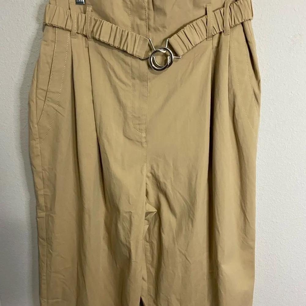 DEREK Lam 10 Crosby - Atto Belted Paperbag Pant in Khaki size 16 - Image 2