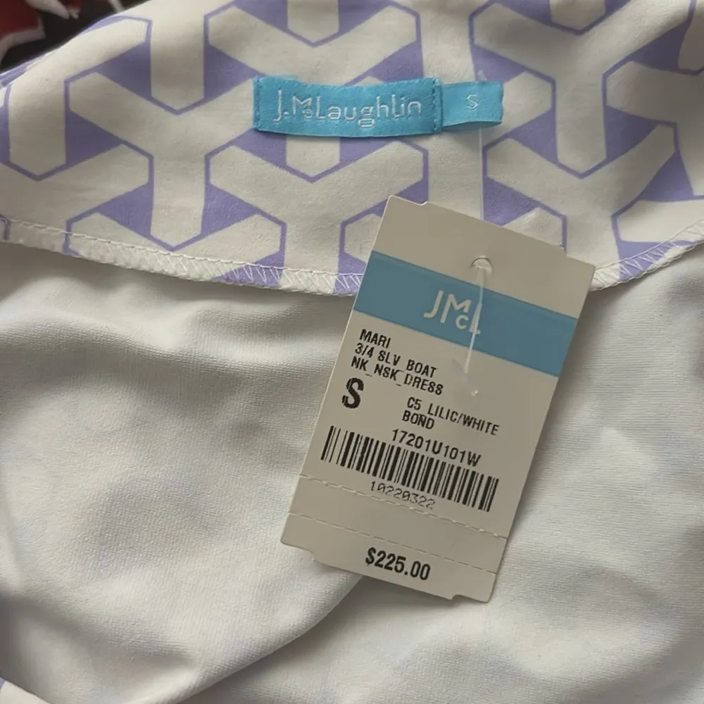 J.McLaughlin Mari boat Geometric shift 3/4 sleeve Catalina cloth Dress small NWT - Image 13